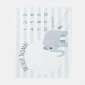 Baby Boys Niedlich Blue Elephant Safari Milestone Fleecedecke (Vorderseite)