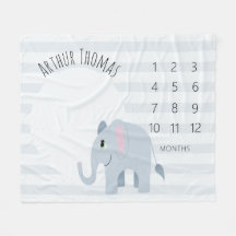 Baby Boys Niedlich Blue Elephant Safari Milestone