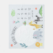 Baby Boys Niedlich Blue Jungle Safari Milestone Fleecedecke (Vorderseite)