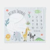 Baby Boys Niedlich Blue Jungle Safari Milestone Fleecedecke (Vorderseite (Horizontal))