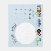Baby Boys Niedlich Blue Train Milestone Fleecedecke (Vorderseite)