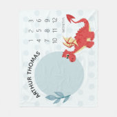 Baby Boys Niedlich Red Welsh Dragon und Name Miles Fleecedecke (Vorderseite)