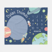 Baby Boys Niedlich Space Rocket Ship Meilenstein Fleecedecke (Vorderseite (Horizontal))