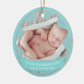Baby Boys Powder Blue Personalisiertes Weihnachtsf Keramikornament (Links)
