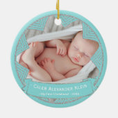 Baby Boys Powder Blue Personalisiertes Weihnachtsf Keramikornament (Hinten)