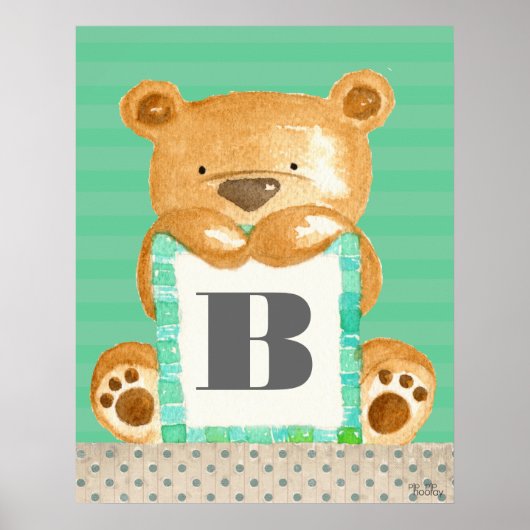Baby Boys Room Monogram Teddy Bären Poster (Vorne)