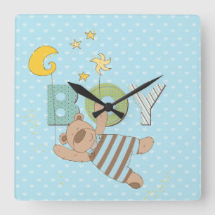 Baby Boys Schlafzimmeruhr Quadratische Wanduhr