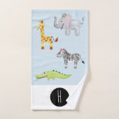 Baby Boy's Stripe Safari Animal Monogram & Name Badhandtuch Set (Handtuch)