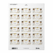 Baby Boys Twins Taufe Christening Gold White Adressaufkleber (Vorne)