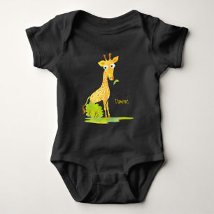 Baby Boys Wasserfarbe Giraffe Personalisiertes Tie Strampler