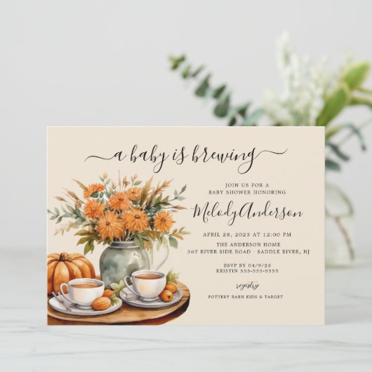 Baby Braut Baby Dusche Einladung (Stehend Vorderseite)