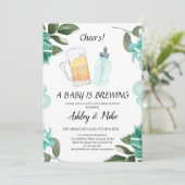 Baby Braut Beers & Cheers Coed Baby Dusche Einladung (Stehend Vorderseite)