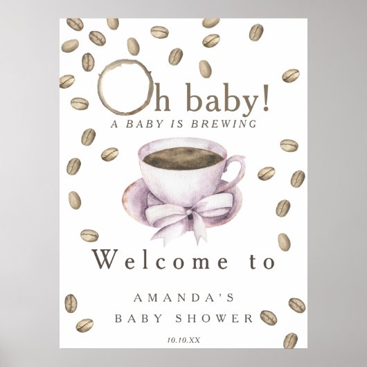 Baby braut Begrüßungskaffee Babydusche Party Poster (Vorne)