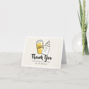 Baby braut Bier Babyflasche Beige Babyparty Dankeskarte