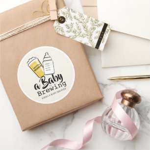 Baby braut Bier Babyflasche Beige Babyparty Runder Aufkleber
