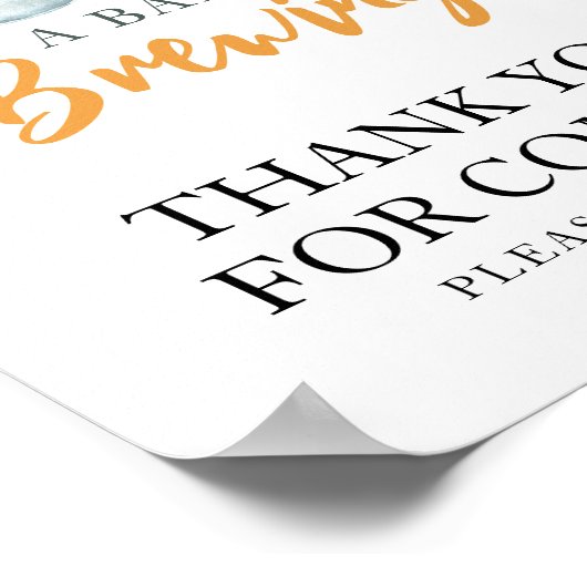 Baby braut Bier Danke für das Kommen Poster (Ecke)