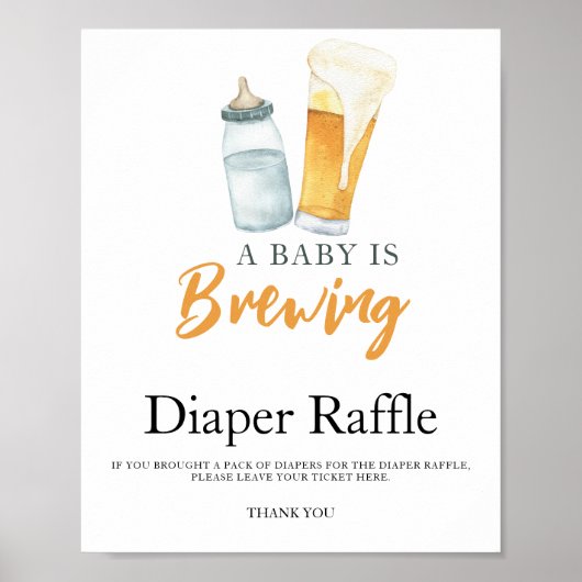 Baby braut Bier Dusche Windeln Tombola Poster (Vorne)