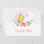 Baby braut Bier Pink Floral Vielen Dank Dankeskarte (Vorne/Hinten)