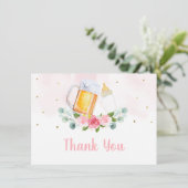 Baby braut Bier Pink Floral Vielen Dank Dankeskarte (Stehend Vorderseite)
