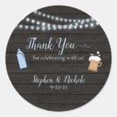 Baby Braut Blue Baby Dusche Vielen Dank Runder Aufkleber (Vorderseite)