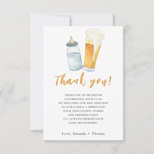 Baby Braut Bottle Beer Vielen Dank Dankeskarte (Vorderseite)