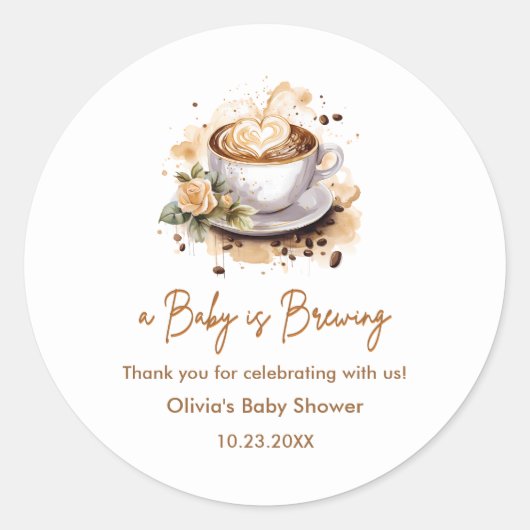 Baby Braut Brown Coffee Baby Dusche Vielen Dank Runder Aufkleber (Vorderseite)