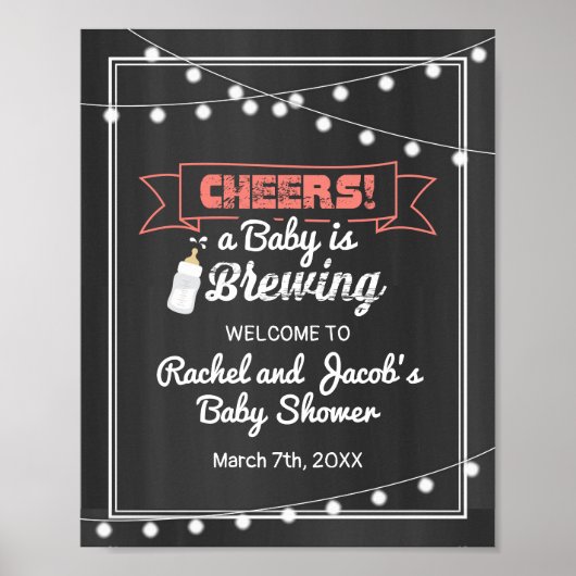 Baby Braut Coral & Chalkboard Begrüßungsdusche Poster (Vorne)