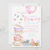 Baby braut eine Pink Tea Baby Dusche Einladung (Vorderseite)