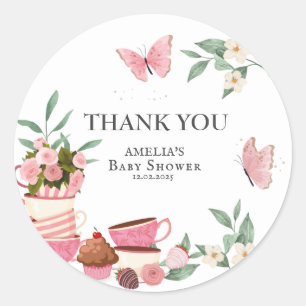 Baby braut floral Teetasse Geschenk zur Babyparty Runder Aufkleber
