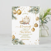 Baby Braut Gold Baubles Weihnachtsdusche Einladung (Stehend Vorderseite)