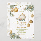 Baby Braut Gold Baubles Weihnachtsdusche Einladung (Vorne/Hinten)