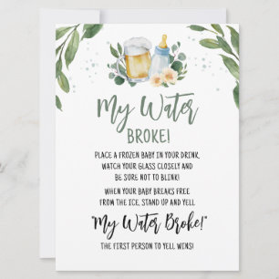 Baby braut Grün meine Wasserbroke-Spielkarte Einladung
