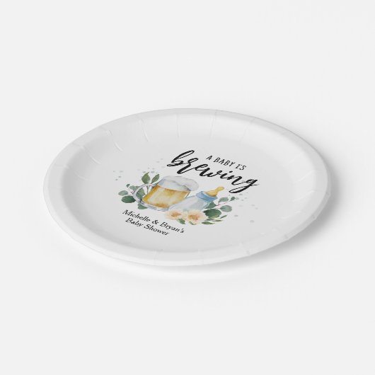 Baby braut grüne Babydusche Pappteller (Schrägansicht)