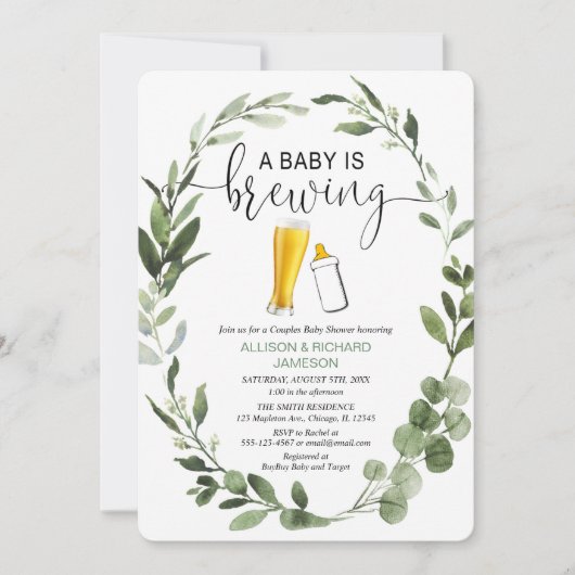 Baby Braut Grünpaare Babydusche Einladung (Vorderseite)