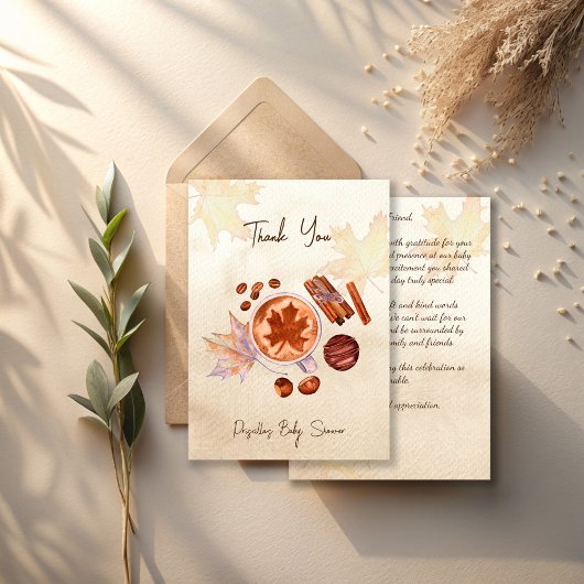 Baby braut Herbstdusche Baby Dankeskarte