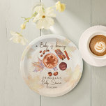 Baby braut Herbstdusche Baby Pappteller<br><div class="desc">Ein Baby braut Herbstbrause Babydusche personalisierte mit Monogramm Papier Teller Vorlage,  Wasserfarbe heiße Schokolade Kaffee Zimtgewürze Kekse Kekse Ahorn Blätter,  braune Hintergrund für Herbst Herbst Herbst Babydusche personalisierte Geschirr-Papier Teller Baby fall Kaffee Dusche Party Vorräte .</div>
