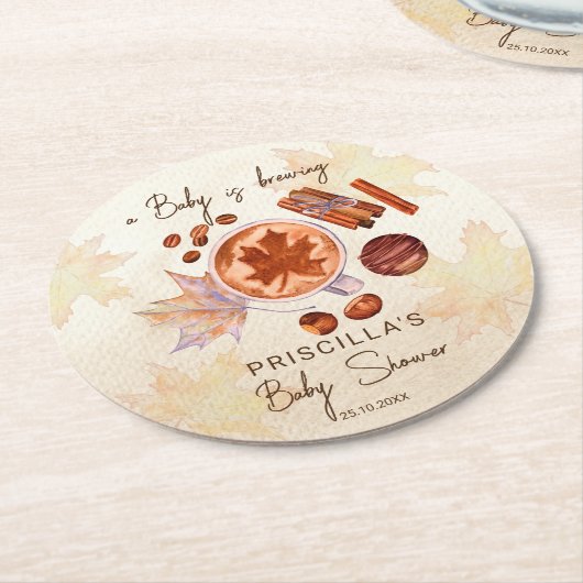 Baby Braut Herbstdusche bevorzugt Runder Pappuntersetzer (Angewinkelt)