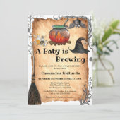 Baby Braut Hexendusche Einladung (Stehend Vorderseite)