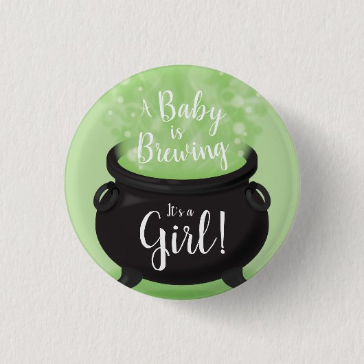 Baby Braut Hexendusche Halloween Cauldron Button (Vorderseite)