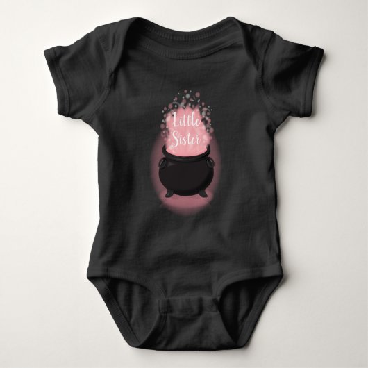 Baby Braut Hexendusche Halloween Cauldron Strampler (Vorderseite)