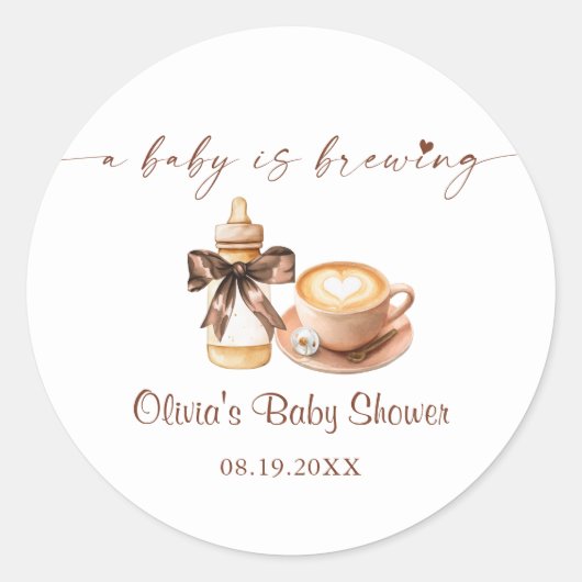 Baby Braut Kaffee Baby Shower Runder Aufkleber (Vorderseite)