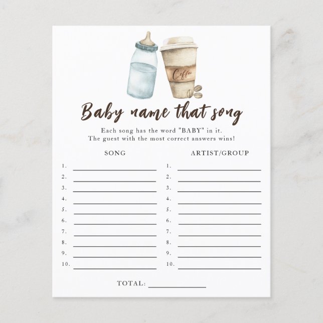 Baby braut Kaffee - Benennen Sie das Liedspiel (Vorderseite)
