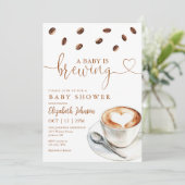 Baby Braut Kaffee Foto QR Code Dusche Einladung (Stehend Vorderseite)