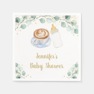 Baby Braut Kaffee Greenery Babydusche Serviette