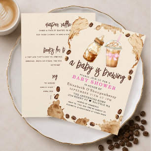 Baby braut Kaffee Mädchen Baby Shower Alles in Ein Einladung
