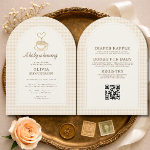 Baby braut Kaffee QR-Code Baby Shower Einladung