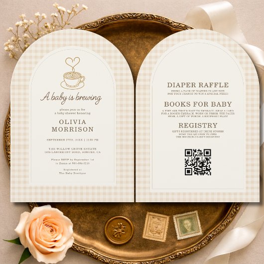 Baby braut Kaffee QR-Code Baby Shower Einladung