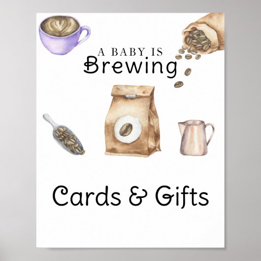 Baby braut Kaffeekarten und Geschenke Babydusche Poster (Vorne)