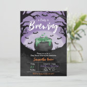 Baby braut Lila Halloween-Kinderdusche Einladung (Stehend Vorderseite)