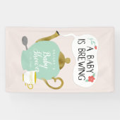 Baby braut niedliches rosa und grüner Tee-Party Banner (Horizontal)